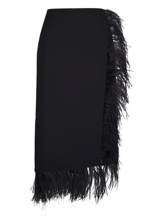 Akris feather embellished midi skirt - Black