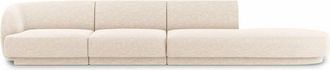 BLOOMINGLOFT 4-Sitzer Designsofa Miley mit Ottomane - Chenille Light Beige