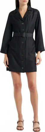 Ciebon Franny Denim Button Down Mini Dress In Black