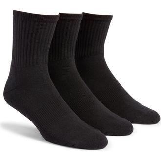 Nordstrom 3-Pack Everyday Low Crew Socks in Black at Nordstrom