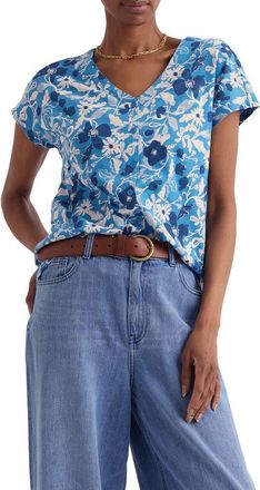 Seasalt Cornwall Studio Glass Organic Cotton Button-Up Top in Winding Meadow Sailboats at Nordstrom, Size 12