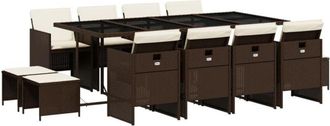 vidaXL Vidaxl - Set da Pranzo da Giardino 13pz con Cuscini Marrone Polyrattan