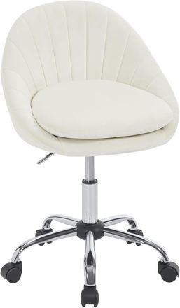 Woltu Woltu - Silla De Oficina Ergon&oacute;mica Acolchada De Terciopelo Giratoria Regulable En Altura, Crema