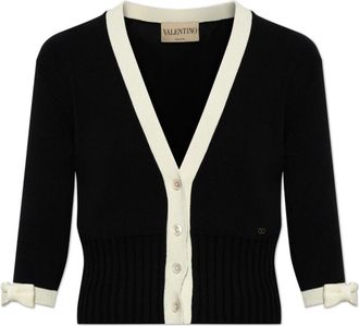 Valentino Garavani Kortgebreid Vest - Dames - Vesten - Zwart - S - Katoen - Truien & Vesten