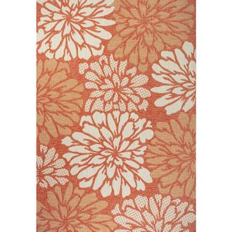 Jonathan Y Designs Zinnia Modern Floral Textured Weave Indoor/Outdoor Area Rug in Orange/cream at Nordstrom, Size 3Ft 0In X 5Ft 0In