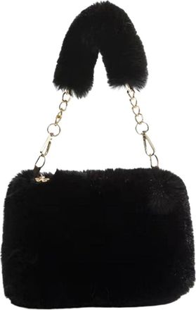 Generic Womens Plush Bags Women Fuzzy Crossbody Bag Casual Furry Satchel Faux Fur Tote Versatile Fluffy Shoulder Cute Fall Winter Female Purse(Black)