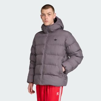 adidas Originals Mens Tonal Hooded Puffer Jacket - Lilac - Size X-Large