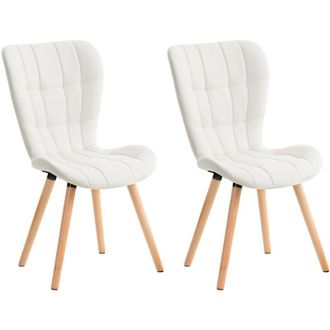 Clp Set de 2 sillas de comedor Elda Blanco Simil cuero