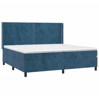 vidaXL Cama Box Spring Con Colch&oacute;n Terciopelo Azul Oscuro 200x200 Cm Vidaxl