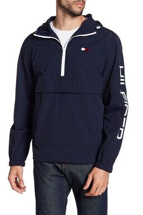 Tommy Hilfiger Taslan Retro Half-Zip Hooded Pullover in Navy at Nordstrom Rack, Size X-Large