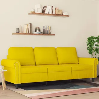 vidaXL Sof&aacute; De 3 Plazas Terciopelo Amarillo 180 Cm Vidaxl