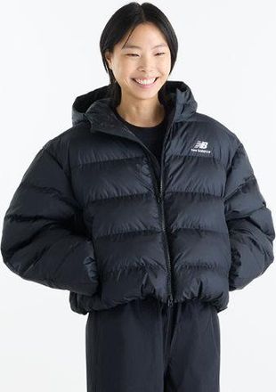 New Balance Donna Boston Puffer Jacket in Nero, Poliestere, Taglia 2XL