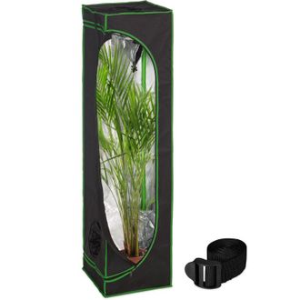 Relaxdays Tenda per Coltivazione Idroponica, Serra per Piante da Interno, Telo Riflettente hlp: 160x40x40 cm, Nero Verde - Relaxdays