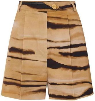 Elisabetta Franchi Drill Shorts met Tijgerprint - Dames - Bermuda - Bruin - S - Katoen - Korte Broeken