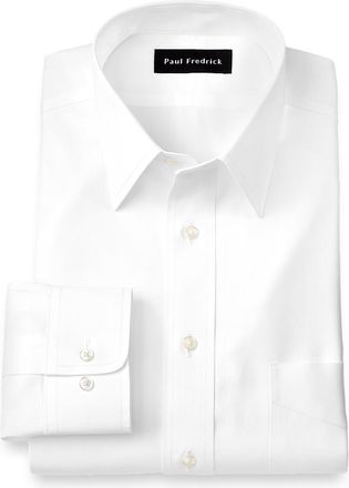Paul Fredrick Non-iron Cotton Pinpoint Solid Point Collar Dress Shirt