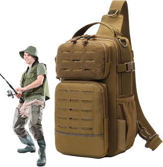 Generic Fishing Sling Pack | with Water Bottle Holder Storage | Fishing Sling Tackle Bag - for Men Travel Camping Hiking Outdoor Gym Sports Adventure