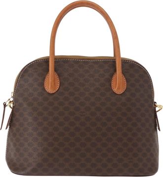 Celine Vintage Macadam Handbag Canvas And Leather Brown Canvas Handbag (Pre-Owned)