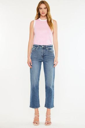 Kancan Jordana Essentials High Rise True Straight Jeans in Dark Wash at Nordstrom, Size 28