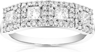 Vir Jewels 1 cttw Princess Lab Grown Diamond 4 Stone Engagement Ring in 14K White Gold For Women