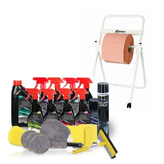 Dunlop Kit Nettoyage Auto Complet 21 Pi&egrave;ces Neutre Dunlop Et D&eacute;vidoir Sur Pied, Pour Les Garages, Entretien Auto