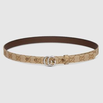 Gucci GG Marmont Thin Belt, Beige, GG Canvas