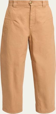 Chlo&eacute; Cotton Canvas Barrel-Leg Trousers