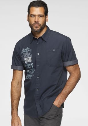 Man's World Kurzarmhemd MANS WORLD, Herren, Gr. XXXL (47/48), N-Gr, blau (dunkelblau), Obermaterial: 100% Baumwolle, bedruckt, unifarben, bequem, abgestepptes B&uuml;n