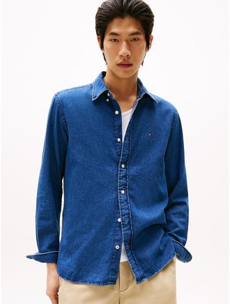 Tommy Hilfiger Mens Regular Fit Denim Shirt - Blue - M