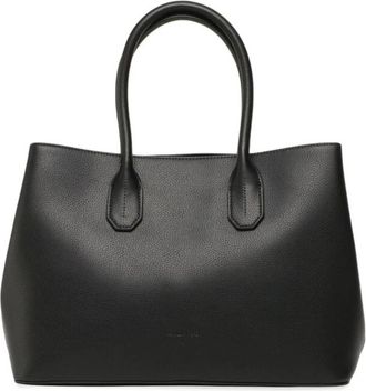 Patrizia Pepe Zwarte leren handtas met verstelbare riem - Dames - Handtassen - Zwart - ONE Size - Leer - Tassen