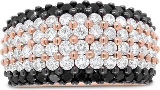 House of Brilliance 18K Rose Gold 2 1/5 Cttw Black and White Diamond 6 Row Band Ring