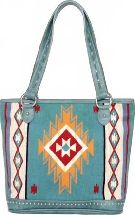 Montana West Womens Aztec Tapestry Concealed Carry Tote Bag In Turquoise