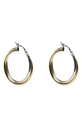 Argento Vivo Twisted Two-Tone Sterling Silver Hoop Earrings in Gold/Silver at Nordstrom