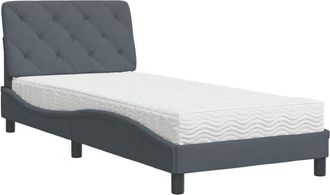 vidaXL Cama Con Colch&oacute;n Terciopelo Gris Oscuro 90x200 Cm Vidaxl