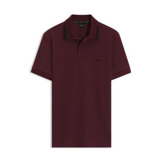 BOSS Cotton slim-fit polo shirt with contrast trims