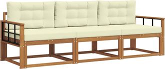 vidaXL Conjunto De Sof&aacute;s De Exterior 3 Uds. Natural Y Crema Vidaxl