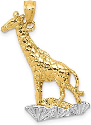Diamond2Deal 14k Yellow Gold Rhodium Diamond-cut Polished Giraffe Pendant