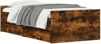 vidaXL Estructura De Cama Con Cajones Roble Ahumado 90x190 Cm Vidaxl