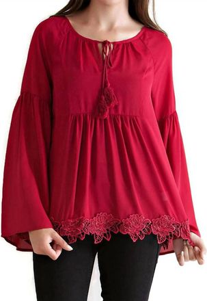 Entro Lace, Bell & Tassel Tunic Top In Red