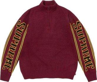 SUPREME FW26 Jacquard Sleeve Half Zip Sweater Burgundy SUP-FW26-037-BGD