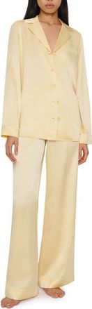 Reformation Ella Silk Satin Pajamas in Blonde at Nordstrom, Size X-Small