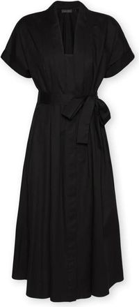 Elena Miro Jurk met ceintuur - Dames - Casual kleedjes - Zwart - XL - Katoen - Kleedjes