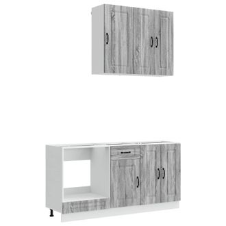 vidaXL Unidad De Cocina Kalmar 5 Uds. Sonoma Gris Madera De Ingenier&iacute;a Vidaxl