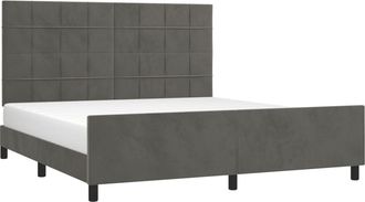 vidaXL Vidaxl - Estructura Cama Con Cabecero Terciopelo Gris Oscuro 180x200 Cm