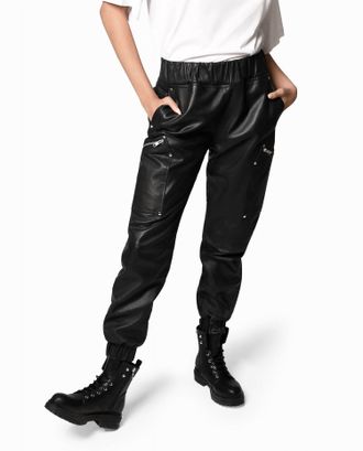 Nicole Miller Leather Space Jogger In Black