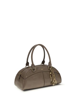 Chlo&eacute; Womens Bowling Handbag Deep Taupe Calf Leather Bos Taurus Handbags Hand Bags