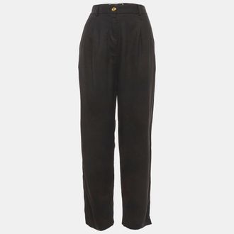 Elisabetta Franchi Black Gabardine Pleated Trousers