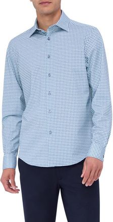 Bugatchi James OoohCotton Neat Floral Button-Up Shirt in Menthol at Nordstrom, Size Xxx-Large