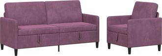 vidaXL Juego De Sof&aacute;s Con Almacenamiento 2 Uds. Morado Poli&eacute;ster Vidaxl