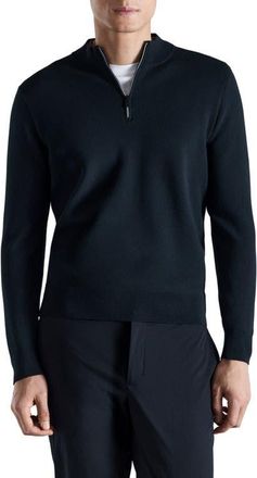 Mango Comfort Quarter Zip Sweater in Navy at Nordstrom, Size Medium