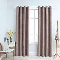 OEM Cortinas Opacas Con Ojales Met&aacute;licos, 2 Piezas, Color Topo, 140 X 225 Cm - Crezuo